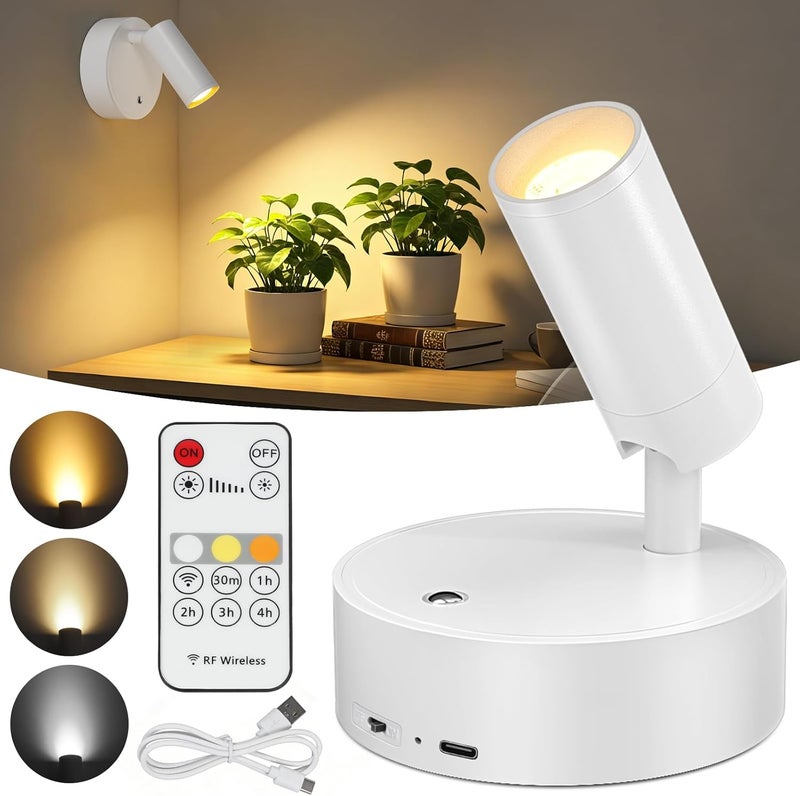 Kimjo Spot Lights Indoor, 4000mAh Rechargeable Plant Spotlight Indoor with Remote, Battery Operated Picture Lights with Timer Dimmable, Uplighting for Wall Art Display - Image 1
